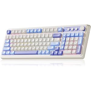 AULA S99 Gaming Keyboard, Wireless Computer Keyboards, Tri-Mode Bluetooth/2.4GHz/USB-C Custom Creamy Keyboard with Number Pad, RGB Backlit Media Knob Cute Programmable Keyboard for PC Gamer (Blue)