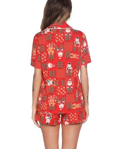 Image of Pjmlifecoco Women's Modal Pajama Set Short Sleeve Button Down Two Piece Soft Sleepwear with Shorts Loungewear S-XXL