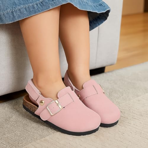 Image of Project Cloud Kids Clogs 100% Genuine Leather with Natural Cork Footbed & Memory Foam Insole Arch Support - Non-Slip Clogs for Kids - Slippers Sandals for Boys & Girls Footwear