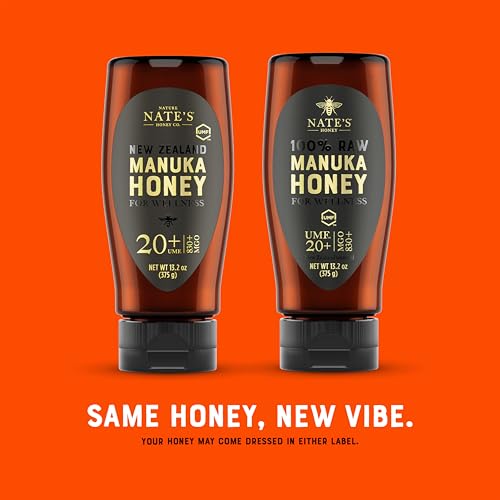 Image of Nate's Pure Manuka Honey, Gold Edition - 13.2 oz Squeeze Bottle | Sourced & Packed in New Zealand - MGO 830+ UMF Certified 20+