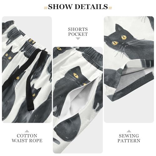 Men's Pajama Shorts Black Cat Animal Sleep Shorts for Men Pj Bottom Lounge Pants with Pockets4