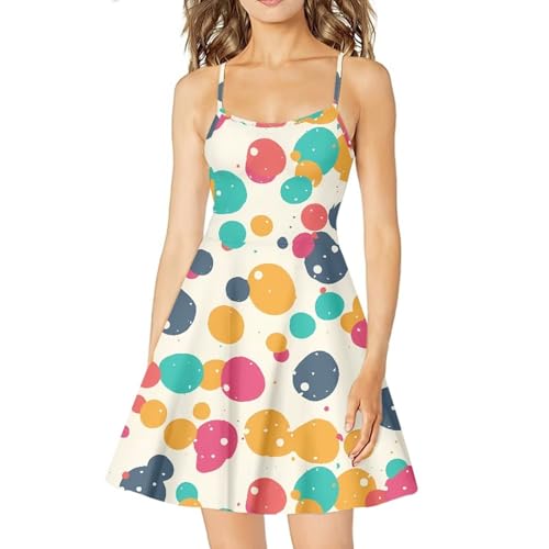 Image of Spaghetti Strap Midi Satin Dresses Summer Sleeveless Sundree Women Girl Beach Party Swing Dress