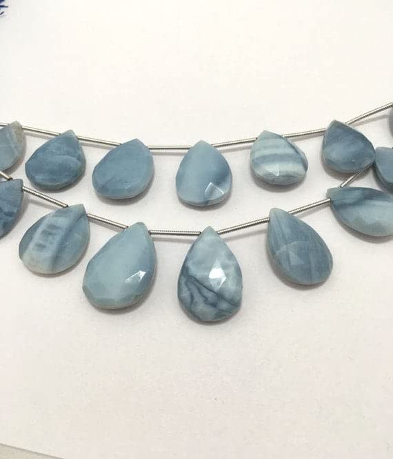 Opale bleue naturelle en briolettes facettées de 15-20 mm pour création de bijoux DIY