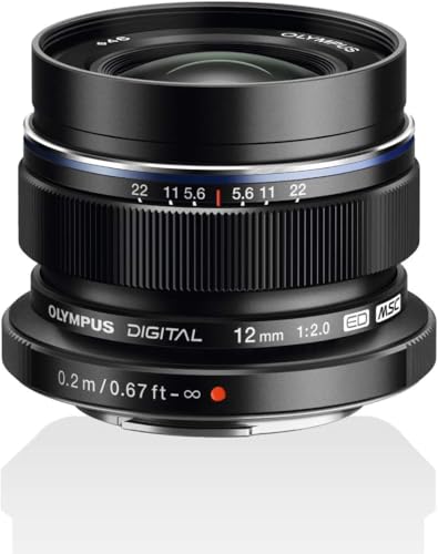 Olympus M.Zuiko Objectif Digital ED 12mm F2.0, focale fixe lumineuse, compatible tout appareil Micro 4/3 (modèles Olympus OM-D & PEN, Panasonic série G), Noir