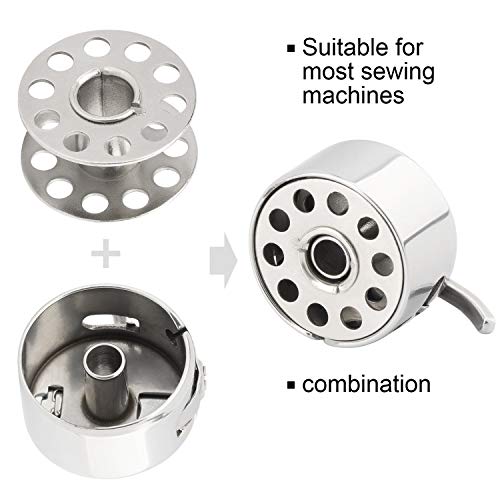 Pagow 15Pcs Metal Sewing Machine Bobbins Stainless Steel Home Embroidery Stitch Thread Holder Case For Brother Janome Singer Kenmore Front Loading Class Machines #TOP2