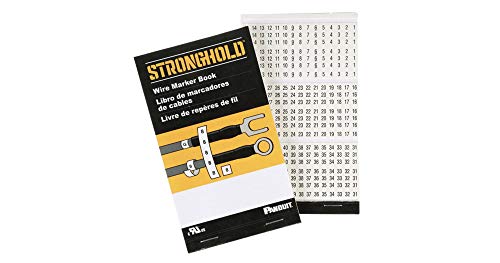 Panduit PCMB-4 Pre-Printed Wire Marker Book, Vinyl Cloth, .22 by 1.38-Inch L, 1, 2, 3 Legends Only,White Background/Black Legend