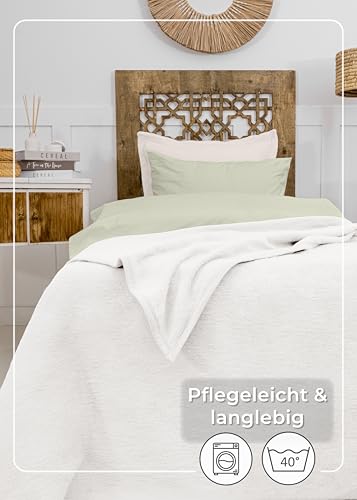 LAYNENBURG Premium koc bawełniany 150x200 cm - Oeko-TEX 100 - mieszanka bawełny, koc pluszowy - koc jako koc na łóżko, koc na sofę i narzuta na kanapę - wełniany koc ciepły i przytulny z bawełny