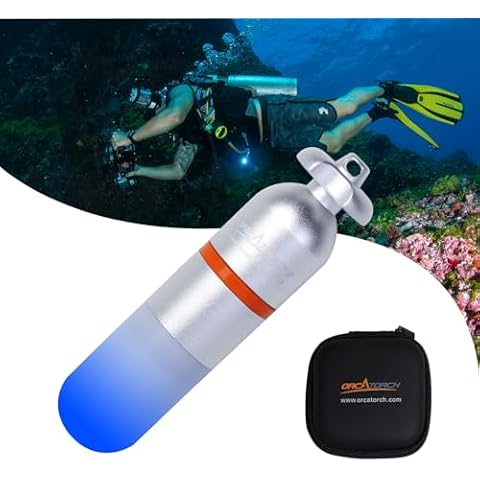 ORCATORCH SD01PRO Upgraded Bright Dive Signal Light, Submersible Beacon Mini Tank Marker Light with Constant and Flashing Modes, for Scuba Diving and Night Time Visibility (Blue) Cover