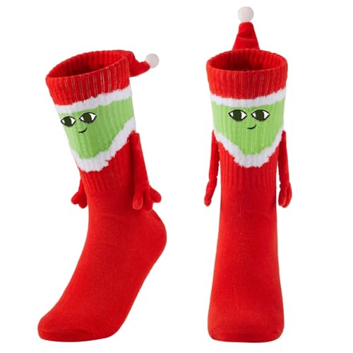 Baloco Christmas Holding Hands Socks, 3D Mid-tube Cute Magnetic Socks, Novelty Hand In Hand Couple Socks for Adult Child Friend (Child Style 2, ONE SIZE)