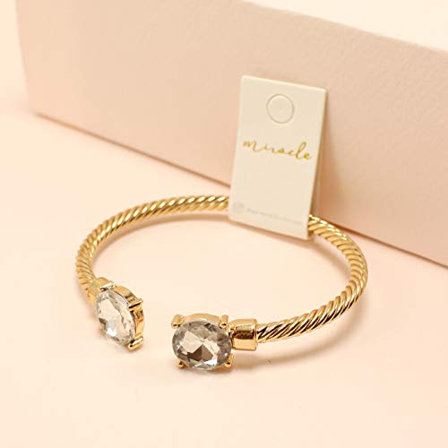 Fashion Brass Open Cable Wire Stackable Bangle with 12mm Crystal Rhinestone for Women & Girls Fashion2