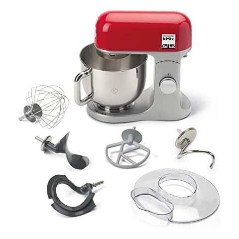 Kenwood kMix KMX750RD Küchenmaschine, 5 l Edelstahl Schüssel, Safe-Use-Sicherheitssystem, Metallgehäuse, 1000 Watt, inkl. 3-Teiligem Patisserie-Set und Spritzschutz, Rot Cover