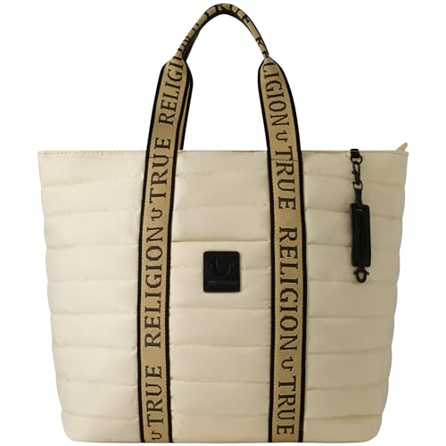 Sac de voyage True Religion en nylon : grand sac à main matelassé écru pour vos week-ends