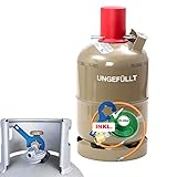 Lieferumfang: ✅ 5 kg Propangasflasche grau Neu LEER, ✅ Gasschlauch 150 cm, ✅ Camping Gasdruckregler 50 mbar für die Verwendung im Freien ✅ CAGO Gasflaschen-Schlüssel/Gasreglerlöser für ein kraftsparendes Anschließen und Lösen von Kleinflaschenreglern