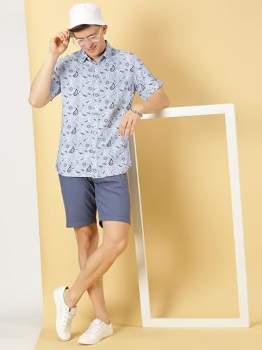 Image of Thomas Scott Men's | Printed | Half Sleeve | Regular Fit | Cotton Blend | Spread Collar | Casual Shirt