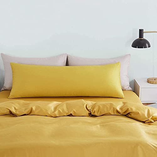 FLXXIE Body Pillow Cover - Super Soft Microfiber 20x54 Body Pillow Case - Envelope Closure, Wrinkle, Stain Resistant Yellow Body Pillowcase 20x54, Yellow