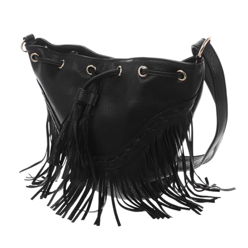 Sac seau femme Healeved à main bandoulière amovible en similicuir PU noir