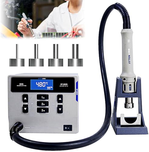 Hot Air Rework Station, ATTEN ST-862D 1000W Digital Display Automatic Sleep Hot Air Gun Soldering Station, Adjustable Temperature Desoldering Gun BGA Rework Station
