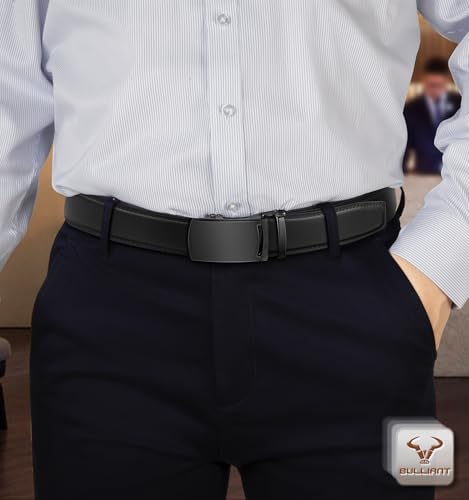 Image of BULLIANT Men belt 2Pack,Leather Ratchet Belt for Gift Men Dress Casual Jeans 1 3 /8 inch,Cut for Fit