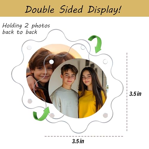 Image of Art Street Customized Acrylic Magnetic Picture Photo Frames 9x9 Cm Set of 2, Custom Acrylic Refrigerator, Flower Shape Fridge Magnetic Photo Frames with Personalized Photos, for Gifts