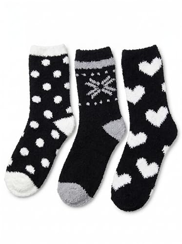 Image of Tipi Toe Womens Fuzzy Crew Socks with Anti Slip Grips Warm Cozy Fluffy Winter Slipper Socks Non Skid Home Socks for Women