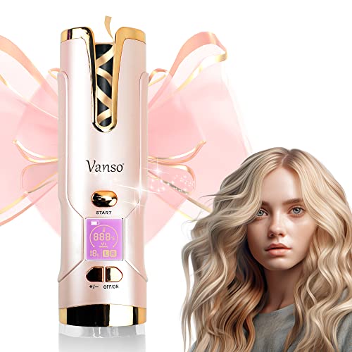 Upgraded Cordless Automatic Curling Iron,Ceramic Auto Hair Curler With Lcd Display Temps & Timers,Portable Usb Rechargeable Curling Iron Wand,Detangle & Scald-Free,Fast Heating For Hair Styling (Pink) #TOP4
