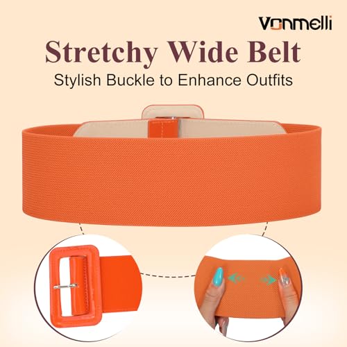 Image of VONMELLI Stretchy Wide Women Belts Elastic Vintage Belts for Women Fashion Ladies Waist Belt for Dress