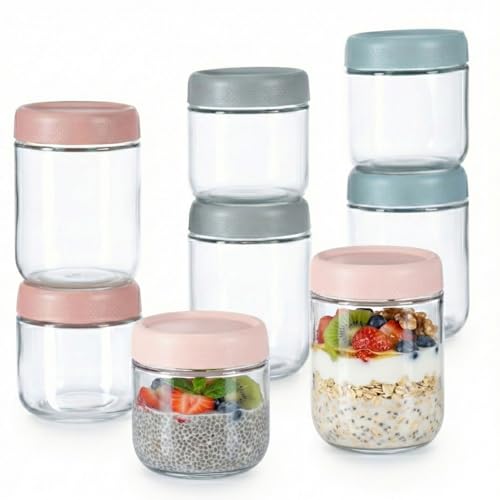 ColoVie 8 Pack Stackable Mason Jars