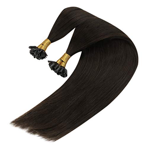 U Tip Hair Extensions #2 Brown U Tip Extensions 16inch Pre-Bonded U Tip Extensions Human Hair Remy 100% Real Hair Extensions 50 Grams(#2 Dark Brown 1g/s,Straight)