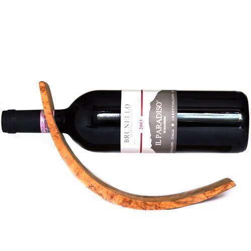 Weinflaschenhalter aus Olivenholz, handgefertigt in Italien