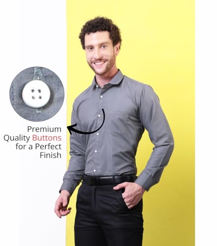 Image of CONTRARY Men's Pure Cotton Solid Stylish Casual & Formal Wear Shirt | Stylish Regular Fit Full Sleeve Comfortable Office Party Trendy Shirt - Multi Color