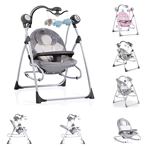 COSTWAY 3in1 Babyschaukel Elektrisch - Verstellbarer Babyhochstuhl Mit Liegefunktion & Schaukel