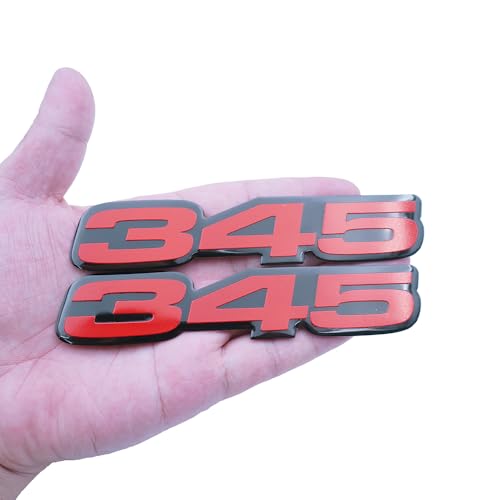 Emblemas de placa VMS Racing 345 de aluminio pulido en negro y rojo, juego de 2 unidades