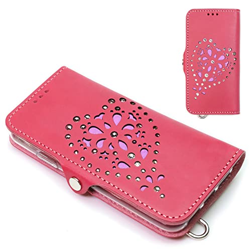 【受注製作】 ハートフラワー iPhone15との互換性あり 手帳型 ケース 栃木ピンク MSポケット 【右開き】 TPU 手帳 ケース ベルト 栃木レザー 革 本革 日本製 リッキーズ