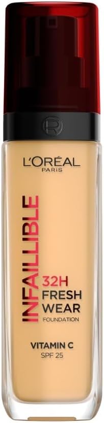 L'Oréal Paris, Base de maquillaje Líquida Infaillible 32h Fresh Wear, Para todo tipo de piel, Larga duración, Tono: Beige Doré (140), 30 ml | Cobertura Ligera y Modulable, Hasta 32 Horas de Duración, Acabado Natural, Para Todo Tipo de Piel, Infaillible Fresh Wear