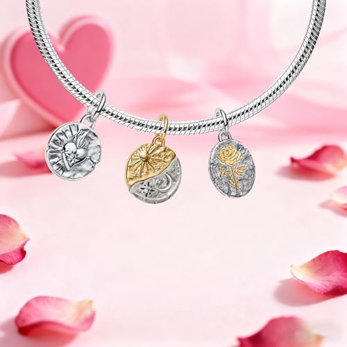 Set Charms Pulseras Perla para actualizar joyeria de señora con corazon rosa 4