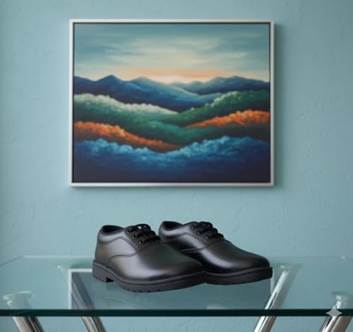 Image of Black School Shoes, Lace-Up Formal Footwear with PVC Sole, Unisex