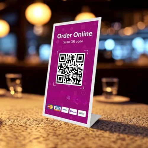 Image of (Pack Of 3) - 4X6 Inch (A6) Qr Code Scanner Stand, Acrylic Signage Holder -Photo Frames For Upi Payment, White