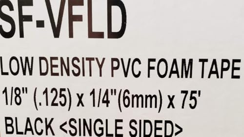 Image of Adhesive Foam Tape, Low Density Sound Proof Insulation Closed Cell Foam Seal Weather Stripping W 1 /8 inch (.125) x T 1 /4 inch(6 mm) x 75' Pack of 1 ROLL)