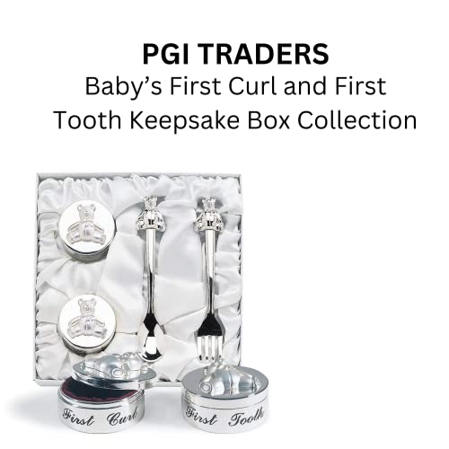 Pgi Traders Baby’s First Curl And First Tooth Keepsake Box Collection | Adorable Teddy Bear Designs | Charming Gift | Satin-Lined White Gift Box | 6” Square #TOP1