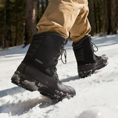 NORTIV 8 Men's Insulated Waterproof Work Winter Snow Boots 170390 M Black Size 6.5
