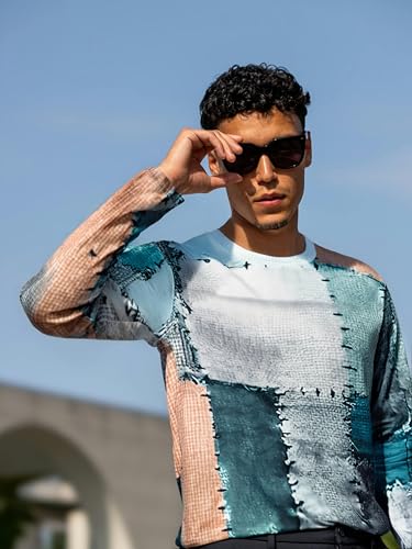 Casual Graphic Fashion Round Neck Long Sleeve T Shirts Modern Printed Shirt for Men Stylish Streetwear Tee3