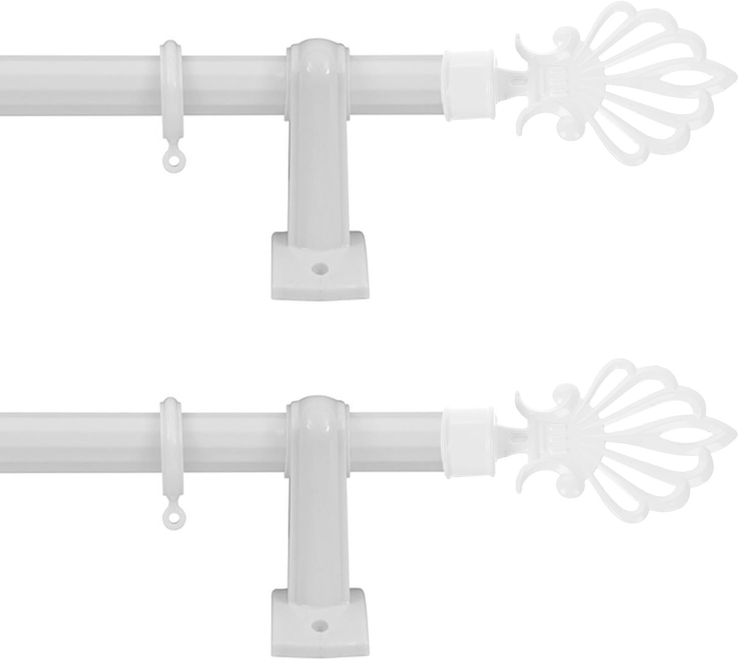 Ipetboom 2pcs White Iron Curtain Rod Finials End Caps for Window Drapery Poles, Easy Installation, Prevents Sliding, Stylish Decorative Curtain Rod Head Plug for Home Window Treatment