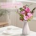 Cyrabota Preserved Rose Bouquet with Vase Pink Real Roses, Last 1-3 Years Flowers,Christmas Eternal Flower Gift for Mom Valentine for Women Wife