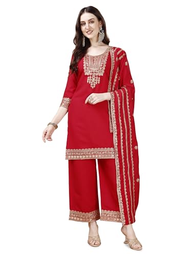 Kurta droite en soie Pratham Blue avec palazzo pour vos soirées et fêtes