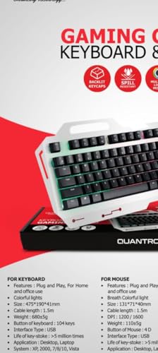 Image of QUANTRON QKB-12 Gaming Combo - RGB Keyboard & Precision Mouse Set for Enhanced Gaming Performance