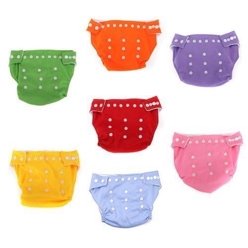 Water & Wood 7pcs Reusable Washable Adjustable Baby Soft Cloth Diaper Nappy Toddler Dry Tender Care