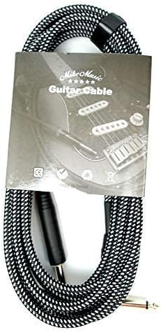 Mike Music 1/4 Inch Tweed Cloth Jacket Right-Angle Guitar Instrument Cable - 10Meter
