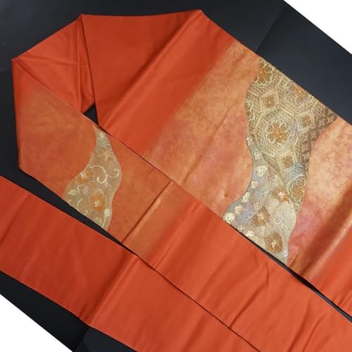 汕頭風刺繍 朱色 正絹九寸名古屋帯 お茶席 l660 - 製品詳細