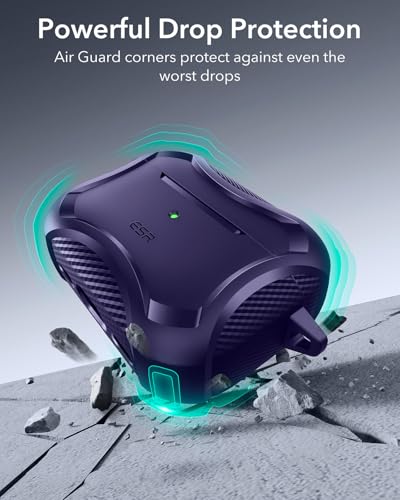 Image of ESR for AirPods Pro 3 Case (2025), Compatible with Airpods Pro 3rd Generation (USB-C Cable), Magnetic Lid, MagSafe Ready, Powerful Drop Protection, Cyber Series, Purple