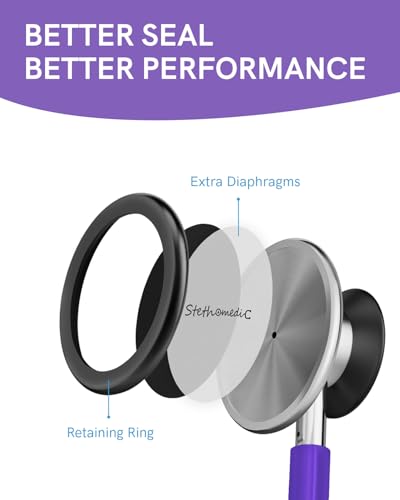 Image of FriCARE Dual Head Stethoscope - Stethoscopes for Nurses, Medical Nursing Students, Paramedics /EMT /LVN /VNA Backup Estetoscopio, Dark Purple Tube, Stainless Steel Chestpiece